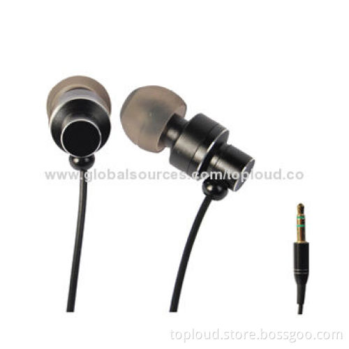 Noise-cancelling earphones made of metal for iPhone/mobile phones with volume control
